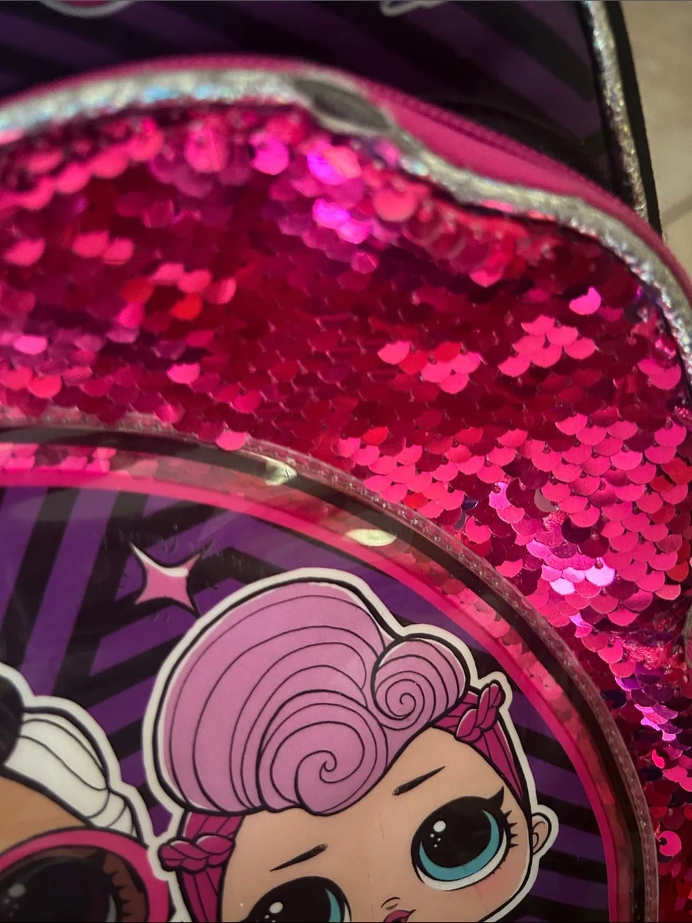 L.O.L. Surprise! Pink and Purple Sequin Kids Backpack - #GLAMLIFE One Flaw